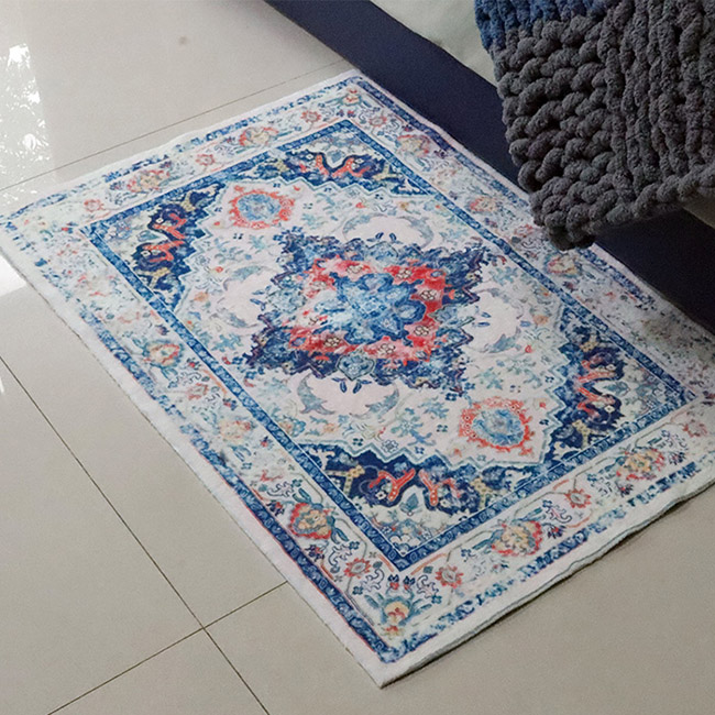 A small carpet and a large window