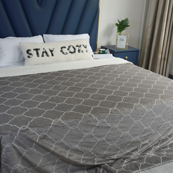 Double Layer Round Mesh Printed Sherpa Blankets - 图片 3