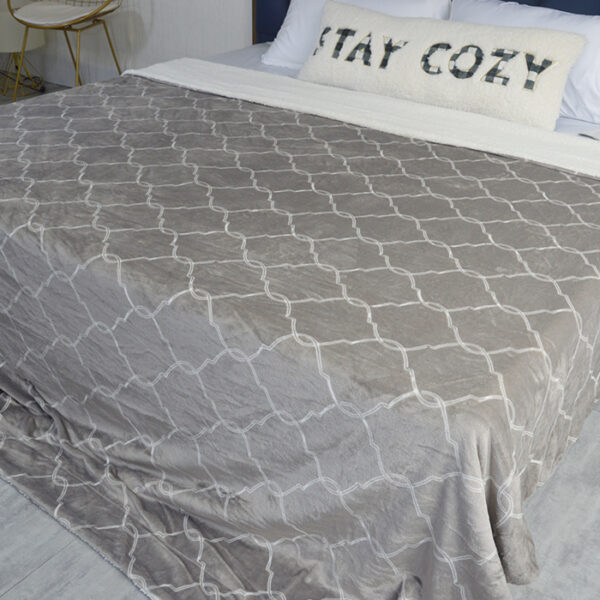 Double Layer Round Mesh Printed Sherpa Blankets - 图片 2