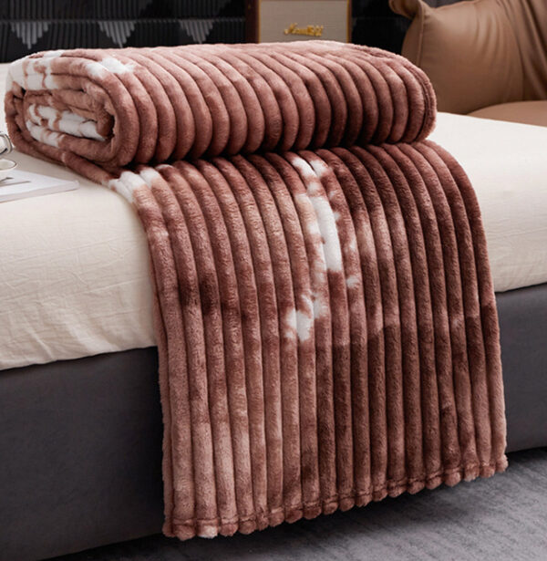 Solid Reversible Stripes Polyester Plush Blankets Fleece