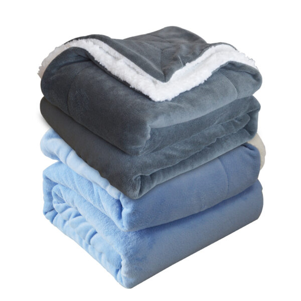 Throw Flannel Fleece Sherpa Blankets - 图片 2